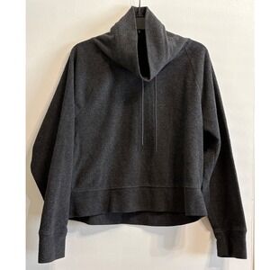 Old Navy Womens Fleece Crop Pullover Gray Size Large Funnel Neck Sweatshirt